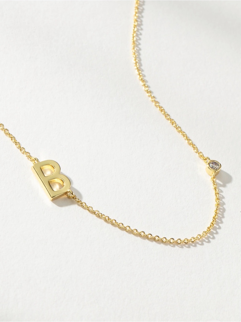 Gold Initial 'B' Necklace